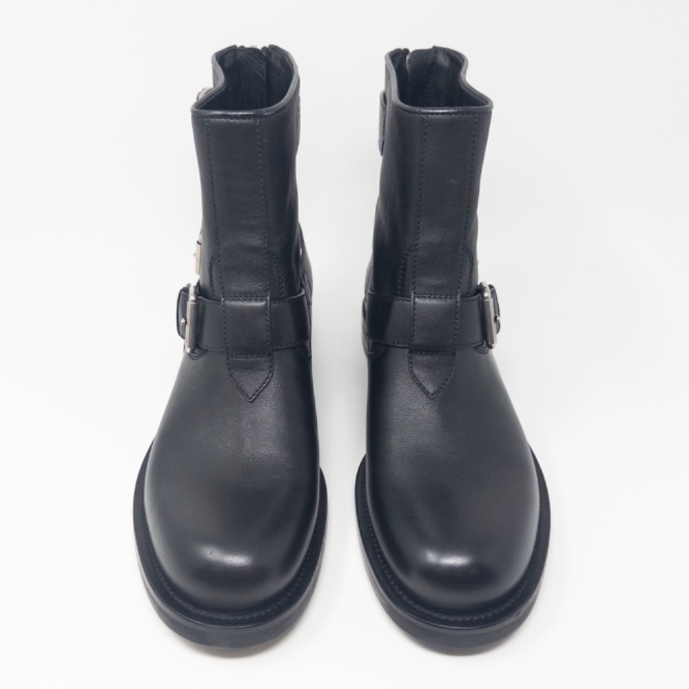 Gucci Moto Combat Boots Buckles Zipper Black Ankle Womens Size 40 EU 10 US - Picture 4 of 9